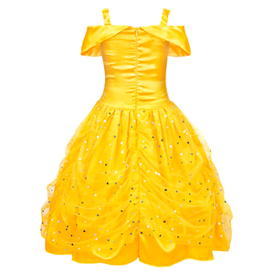 <span class=keywords><strong>Cosplay</strong></span> di Halloween bambine con volant sulle spalle Belle principessa vestire festa di compleanno paillettes principessa bella abito - Product Image 3