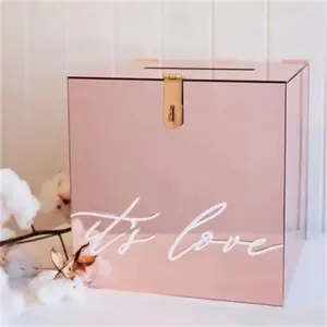 Custom Multifunctional Rose Gold Acrylic Charity Donation Box Wedding Blessing Collected Box Wishing Well