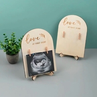 Cadre photo à ultrasons en bois poli mignon pour cadeau de grossesse de naissance de bébé pour décor de chambre d'enfants pour la célébration d'anniversaire de bricolage