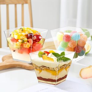 MingYu 2.5 oz 70 ml gobelets en plastique transparent jetables avec cuillères petites tasses à <span class=keywords><strong>mousse</strong></span> carrées en matériau PS - Product Image 5