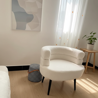 Fauteuil simple en tissu blanc moderne et simple de style nordique pour la maison, la chambre à coucher, l'hôtel, l'appartement, la villa, le salon