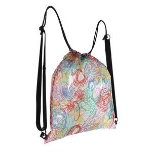 Waterproof Soft Iridescent PU <b>Drawstring</b> <b>Backpack</b> Holographic Silver Sport <b>Drawstring</b> Bag for Girls - Product Image 2