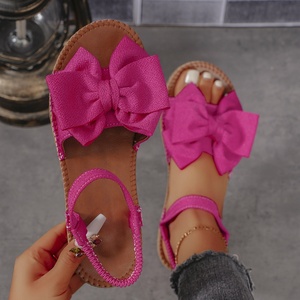 Nouvelles sandales plates pour femmes 2026 à bout ouvert avec nœuds <span class=keywords><strong>et</strong></span> brides croisées, en cuir PU, pour l'été - Product Image 1