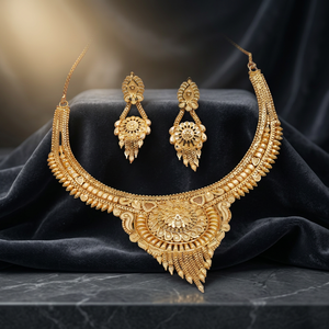 Collares de Oro Laminado de 14K, 18K, 24K al por Mayor, Conjunto de Joyería con Diseño Floral Tradicional, Collares de Moda Chapados en Oro sobre Latón. - Product Image 3