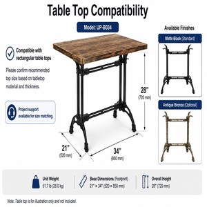 Base de table rectangulaire en fer forgé UP-B034, mobilier de restaurant industriel, design antique durable, prix DDP USA - Product Image 5