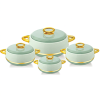 ANAX Ensemble de 4 chauffe-plats ronds de luxe en acier inoxydable avec couvercles empilables pour buffet et traiteur