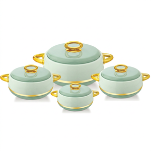 Juego de 4 ollas redondas de lujo ANAX para calentar alimentos, de acero inoxidable, apilables, con tapa, para buffet y catering de fiestas - Product Image 1