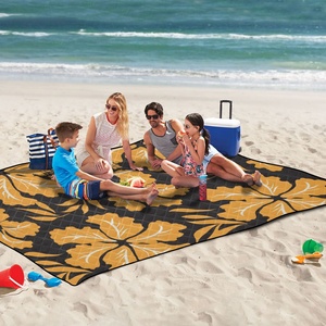 Hawaii Flowers New Arrival Outdoor Picnic Mat <b>Waterproof</b> Oxford Cloth Tote Bag Foldable Picnic Blanket with Zipper - Product Image 6