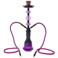 Chicha de luxe en verre dépoli arabe, double tuyau, effet miroir, écologique, violette, grande taille, pour bars et usage domestique, produit transfrontalier très demandé
