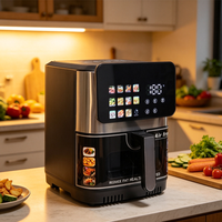 Friteuse numérique moderne en acier inoxydable avec prise standard UE-UK-US, grande capacité, tiroir à frites amovible et grille pour voiture et camping-car