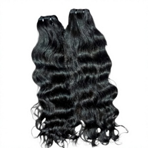 Cheveux humains vierges indiens pour extensions, ondulés, double trame, pointes pleines, cheveux Remy, 30 pièces, noir naturel - Product Image 1