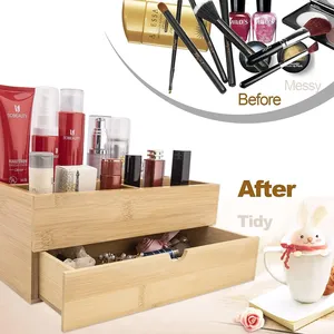 <strong>Wood</strong> Love Theme Painted Multi-Function Reusable Cosmetic Storage Organizer Box with Drawer for Vanity <strong>Desk</strong> - Product Image 6