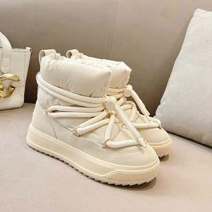 Solid-color Classic Versatile <b>Snow</b> <b>Boots</b> with Added Insulation for Warmth, Thick Sole for Height, and <b>Snow</b>-proof Design - Product Image 4