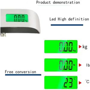 เครื่องชั่งดิจิตอล LCD ขนาด 50 กก. แบบพกพา พร้อมกระเป๋าเดินทางแบบมีหูหิ้ว  เครื่องชั่งกระเป๋าเดินทางแบบแขวน  เหมาะสำหรับชั่งของในครัว - Product Image 5