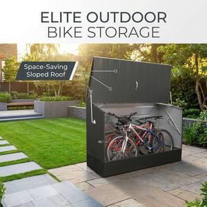 Abri de rangement pour <span class=keywords><strong>vélos</strong></span> en métal robuste, <span class=keywords><strong>garage</strong></span> <span class=keywords><strong>extérieur</strong></span> pour <span class=keywords><strong>vélos</strong></span> avec vérins à gaz, abri à outils étanche et verrouillable pour jardin, patio, cour - Product Image 5