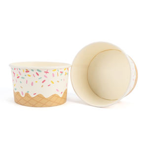 Vaso de Papel Desechable para Helado, Personalizado, Ecológico, Biodegradable, de Pared Simple, Recubierto, de 8 oz, Blanco, para Bebidas - Product Image 1