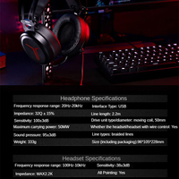 Lenovo Legion Star Y360 Casque supra-auriculaire de jeu filaire Esports avec port USB Télécommande 7.1 canaux pour ordinateur de bureau et ordinateur portable