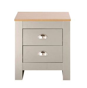 Mesita <span class=keywords><strong>de</strong></span> noche <span class=keywords><strong>de</strong></span> madera para dormitorio, cajones <span class=keywords><strong>de</strong></span> almacenamiento, acabado moderno gris - Product Image 4