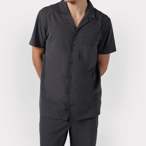 <span class=keywords><strong>Pigiama</strong></span> estivo in cotone organico da <span class=keywords><strong>uomo</strong></span> Set <span class=keywords><strong>pigiama</strong></span> corto in Jersey personalizzato per <span class=keywords><strong>uomo</strong></span> estivo abbottonatura camicie e pantaloncini - Product Image 6