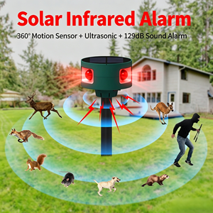 Alarma Solar con Sensor <span class=keywords><strong>de</strong></span> Movimiento para Exteriores, <span class=keywords><strong>Ahuyentador</strong></span> <span class=keywords><strong>de</strong></span> Animales con 13 Sonidos, Luz Estroboscópica, Sonido <span class=keywords><strong>de</strong></span> Ladridos <span class=keywords><strong>de</strong></span> Perro y Disparos, Disuasor <span class=keywords><strong>de</strong></span> Animales - Product Image 1