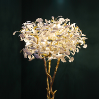 Nouveau produit projet personnalisé décoration intérieure luminaire hôtel villa maison salon céramique blanc feuille de ginkgo lampadaire
