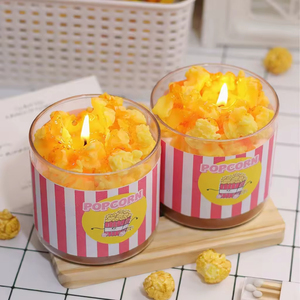 Bougie parfumée Popcorn en cire de soja, faite à la main, cadeau d'anniversaire, de Noël, accessoires amusants, cadeau pour couple, décoration d'intérieur, aromathérapie, vanille - Product Image 1