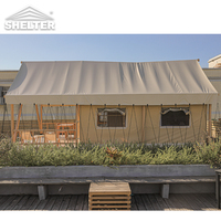 Tente en toile PVC imperméable pour extérieur d'hôtel Tente de luxe pour glamping Safari Tente d'hôtel avec meubles de salle de bain et climatisation