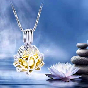 رماد جرة دلاية قلادة العظام الرماد مربع قلادة اللوتس زهرة رماد الحرق جرة قلادة - Product Image 2