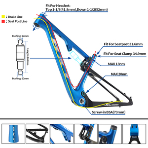Bxt 29er Treo Carbon Leo Núi Khung 148*12Mm Kép Hệ Thống Treo <span class=keywords><strong>Xc</strong></span> Du Lịch 100Mm Mtb Xe Đạp Carbon Mềm Khung - Product Image 4