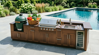 Armoires de cuisine modulaires en acier inoxydable, finition laquée acrylique, design moderne, brillant, garantie 1 an, résistance aux intempéries supérieure