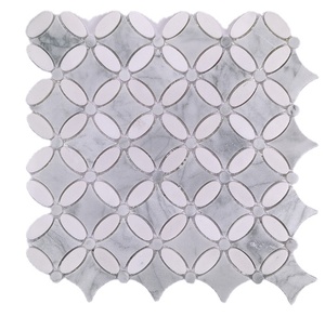 Carreaux <span class=keywords><strong>de</strong></span> mosaïque <span class=keywords><strong>de</strong></span> fleurs <span class=keywords><strong>de</strong></span> marbre blanc mat carreaux décoratifs muraux intérieurs pour piscine salon <span class=keywords><strong>salle</strong></span> à manger école hall villa application - Product Image 3