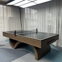 Table de billard professionnelle 9 pieds en bois massif style rétro classique, personnalisée en usine, avec poches en cuir et ardoise de Jiujiang, pour usage domestique