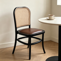 Chaise de salle à manger en rotin de hêtre, style pastoral nordique français, chaise de comptoir commerciale pour restaurant, café et salon de thé