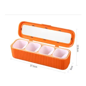 Boîte à épices en plastique à 4 compartiments, ensemble de pots à épices, organisateur de cuisine pour salières, poivrières et récipients - Product Image 6