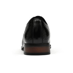 Vestido Derby para hombre, uniforme <span class=keywords><strong>Oxford</strong></span>, zapatos bajos con cordones en relieve, color de toallita de cuero de vaca genuino, puntiagudos, transpirables de negocios - Product Image 4