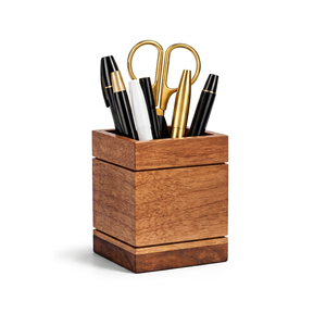 Porte-stylos en bois fait main, organisateur de bureau minimaliste, type sur pied, à un seul niveau, support de rangement multifonctionnel en bois pour usage au bureau - Product Image 1