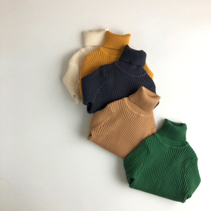 Pull côtelé à col roulé pour bébé fille et garçon, pull tricoté pour enfant, couleur unie, vêtements pour bébé de 3 à 12 ans, printemps, automne, hiver - Product Image 2