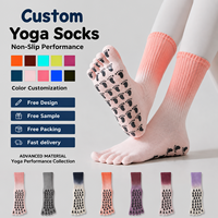 Chaussettes de Pilates à cinq doigts, chaussettes de yoga antidérapantes pour femmes, pour entraînement, Pure Barre, ballet, danse, chaussettes d'hôpital