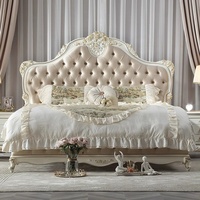Lit double de luxe en tissu à la française Versailles Mobilier européen en bois massif avec rangement Lit doux de style traditionnel
