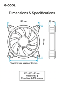 Ventilateur de boîtier ARGB PWM 120 mm, ventilateur de refroidissement PC silencieux haute performance, ventilateur de châssis d'ordinateur RVB adressable avec contrôle PWM 4 broches - Product Image 4