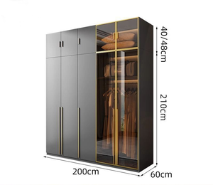 خزانة ملابس فاخرة حديثة للجدار مخصصة لغرفة النوم رخيصة الثمن بسعر الجملة من MEGA خزانة ملابس رمادية غير لامعة تصميم أثاث خزانة - Product Image 5