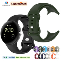 Pulsera de reloj inteligente con hebilla plateada, correa de reloj inteligente de goma deportiva ajustable para Google Pixel 4 Band 3 2