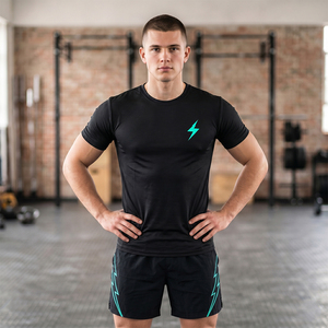 Conjuntos <span class=keywords><strong>de</strong></span> Camiseta y Pantalones Cortos Deportivos <span class=keywords><strong>de</strong></span> Secado Rápido, Transpirables y que Absorben el Sudor, para Correr, Gimnasio y Entrenamiento en Campo, Venta al Por Mayor, Alta Calidad - Product Image 4