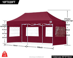 Pour ABCCANOPY 10x20FT Style Moderne Premium Instantané Pop up Auvent Tente avec Élégante Fenêtre D'église <span class=keywords><strong>Bourgogne</strong></span> pour Les Événements En Plein Air - Product Image 2