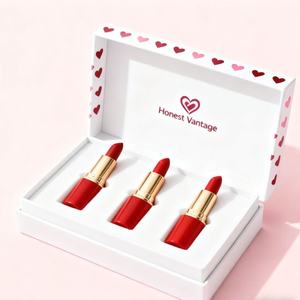 Nuevo personalizado acabado suave al tacto papel de arte de tapa dura lápiz labial cosmético brillo de labios embalaje caja de regalo magnética conjunto laminación brillante - Product Image 2