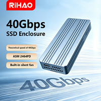 RIHao Boîtier USB4 Type-C vers M.2 NVMe 40 Gbps avec ventilateur, étui anti-chute en aluminium Thunderbolt 4/5 pour MacBook