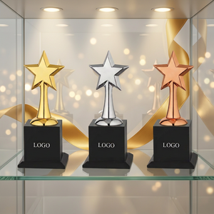 POOJA <b>GIFT</b> CORPORATION Model 719 Star Trophy Black Base Gold Silver <b>Bronze</b> Plated Portable Die Casting Engraving Durable Sports - Product Image 1