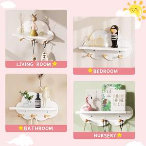 Appendiabiti a <span class=keywords><strong>parete</strong></span> per bambini in legno di pino a forma di nuvola personalizzata per chiavi e borse - Product Image 2