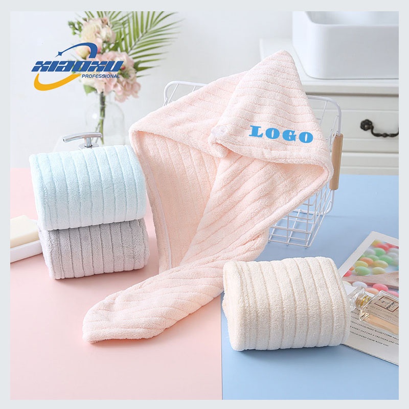 Wholesale Microfiber Coral Fleece Quickly Dry Wrap of Microfiber Turban Hair Wrap Towel Dry Hair Towel