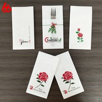 Serviettes de table en gros Logo personnalisé Couverts jetables de poche Serviettes Airlaid pour restaurant